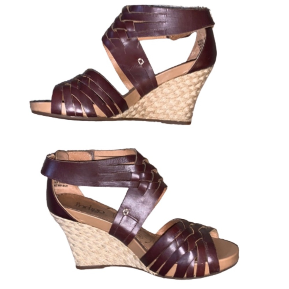 Clarks Brown Wedge Sandals